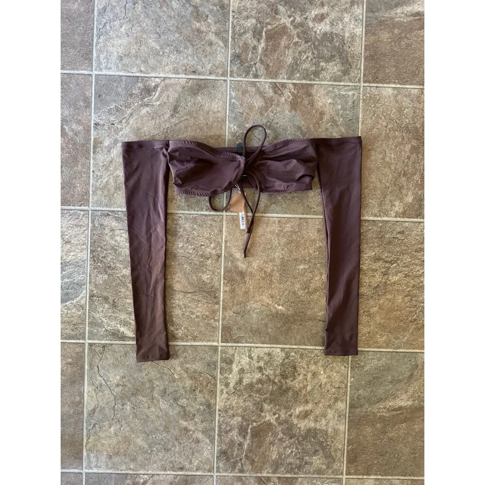 SKIMS Swim Long Sleeved Bikini Top Cocoa Size Small